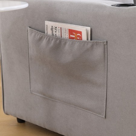 3-in-1 Upholstered Futon Sofa Convertible Sofa bed W/Side Pockets and Cup Holder, Light Gray