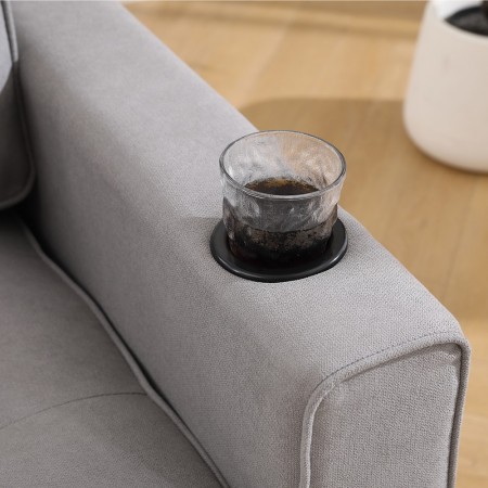 3-in-1 Upholstered Futon Sofa Convertible Sofa bed W/Side Pockets and Cup Holder, Light Gray