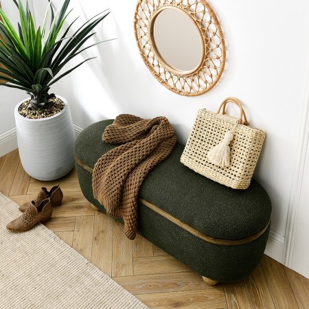Storage Ottoman Bench, Upholstered End of Bed Ottoman Bench with Storage and Seating, Large Blanket Storage Bench for Foot Rest