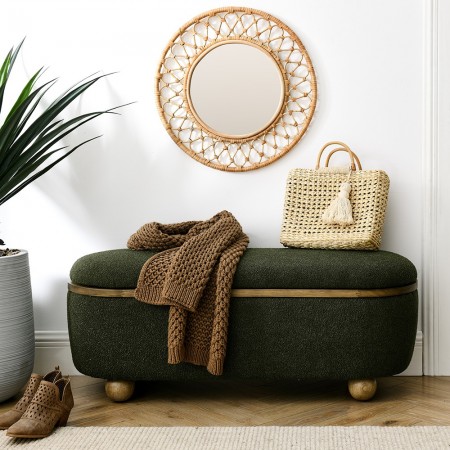 Storage Ottoman Bench, Upholstered End of Bed Ottoman Bench with Storage and Seating, Large Blanket Storage Bench for Foot Rest