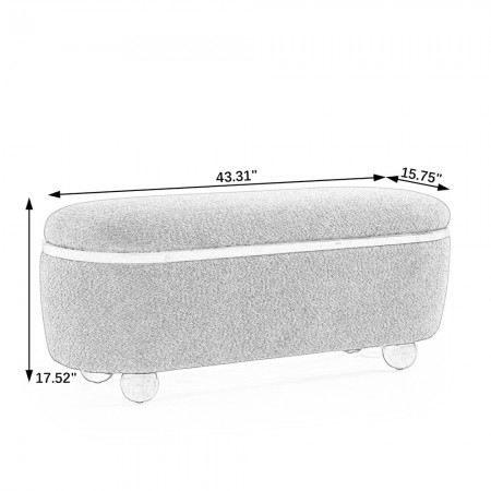 Storage Ottoman Bench, Upholstered End of Bed Ottoman Bench with Storage and Seating, Large Blanket Storage Bench for Foot Rest