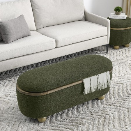 Storage Ottoman Bench, Upholstered End of Bed Ottoman Bench with Storage and Seating, Large Blanket Storage Bench for Foot Rest
