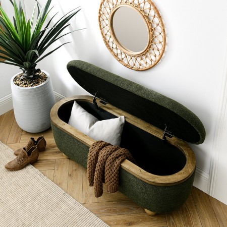 Storage Ottoman Bench, Upholstered End of Bed Ottoman Bench with Storage and Seating, Large Blanket Storage Bench for Foot Rest