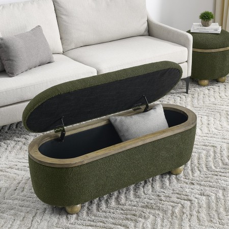 Storage Ottoman Bench, Upholstered End of Bed Ottoman Bench with Storage and Seating, Large Blanket Storage Bench for Foot Rest