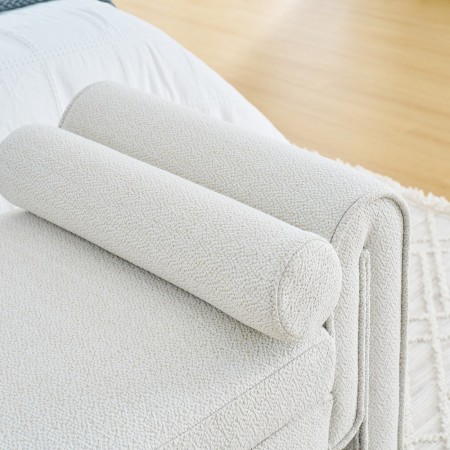 Bedroom storage stool, linen fabric storage stool, large storage space, 50.39 inches, can be used for bed end,White