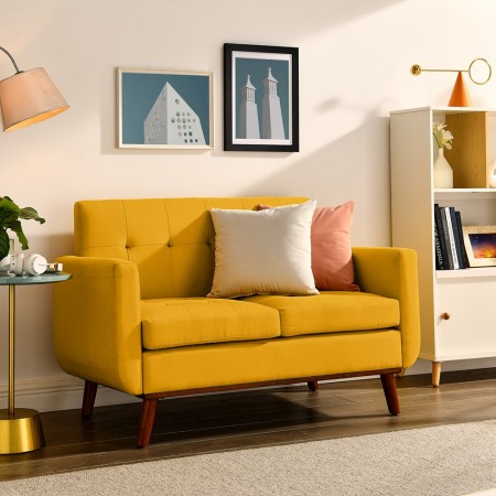 Loveseat Sofa, Mid Century Modern Decor Love Seat Couches for Living Room, Button Tufted