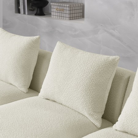 113" Modular Sectional Sofa, Modern Minimalist Sherpa L Shaped Couch Set with Right Chaise and Ottoman Beige