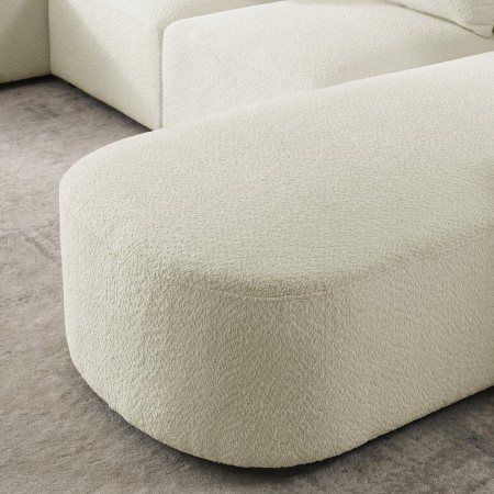 113" Modular Sectional Sofa, Modern Minimalist Sherpa L Shaped Couch Set with Right Chaise and Ottoman Beige