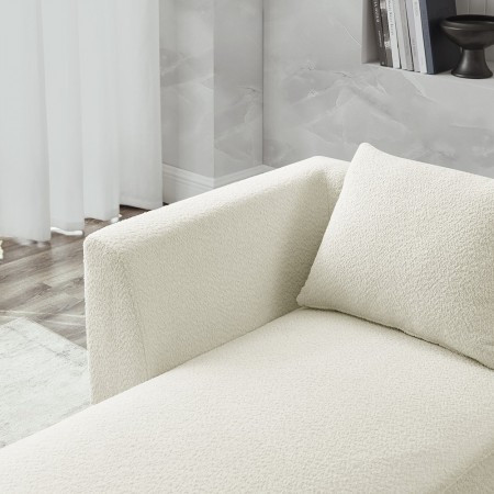 113" Modular Sectional Sofa, Modern Minimalist Sherpa L Shaped Couch Set with Right Chaise and Ottoman Beige