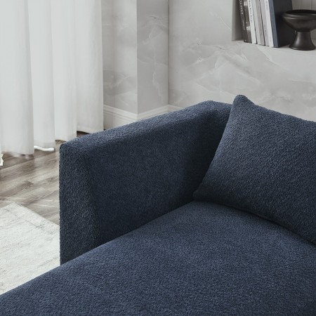 L Shape Sectional Sofa including Two Single Seats, Left Side Chaise and Two Ottomans, Modular Sofa Navy
