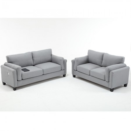 OVERSIZED Modern 2 pcs 5 seat Sofa Set Couch  Gray