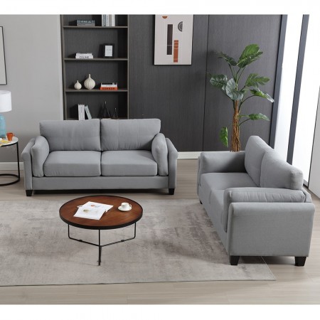 OVERSIZED Modern 2 pcs 5 seat Sofa Set Couch  Gray