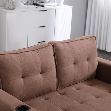 3-in-1 Upholstered Futon Sofa Convertible Floor Sofa bed,Folding Mattres Love Seat Daybed W/Side Pockets for Living Room, Brown