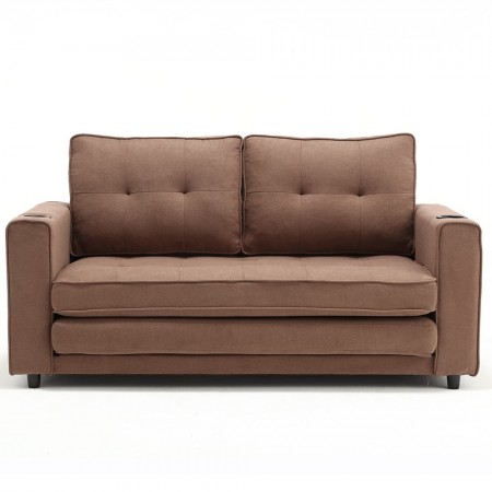 3-in-1 Upholstered Futon Sofa Convertible Floor Sofa bed,Folding Mattres Love Seat Daybed W/Side Pockets for Living Room, Brown