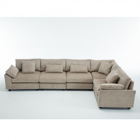 Corduroy Fabric Sectional Sofa, Multi-seat Thick Cushion Couch, Living Room Corner Sofa, Simple Home Sofa