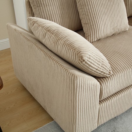 Corduroy Fabric Sectional Sofa, Multi-seat Thick Cushion Couch, Living Room Corner Sofa, Simple Home Sofa