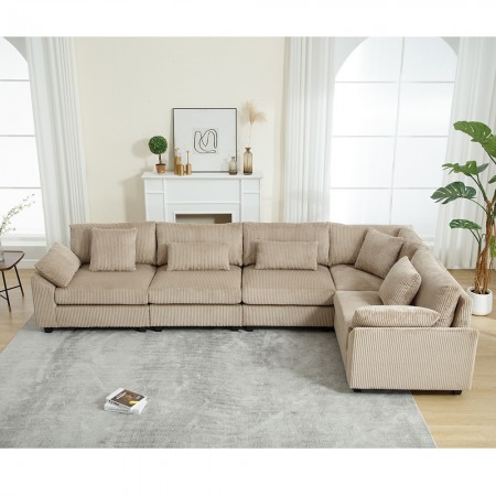 Corduroy Fabric Sectional Sofa, Multi-seat Thick Cushion Couch, Living Room Corner Sofa, Simple Home Sofa