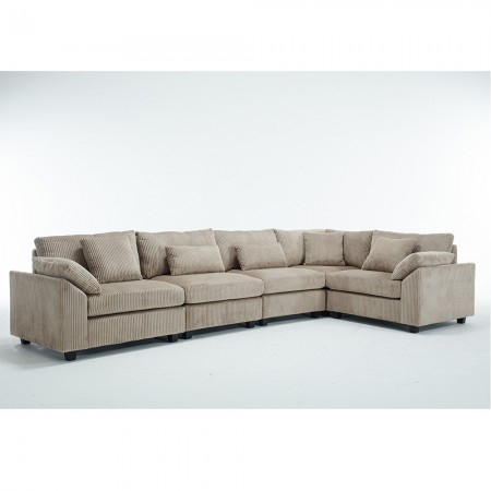 Corduroy Fabric Sectional Sofa, Multi-seat Thick Cushion Couch, Living Room Corner Sofa, Simple Home Sofa