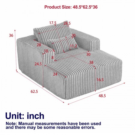 Corduroy lazy sofa With 3 back pillows,Comfy Sofa- Deep Seat Couch for Living Room,Club (Dark Gray)