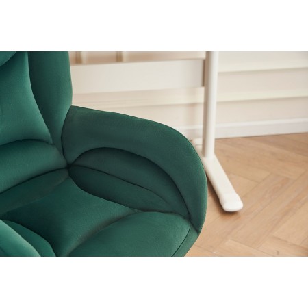 Velvet Fabric 360 Swivel Home Office Chair With Gold Metal Base And Universal Wheels,Green
