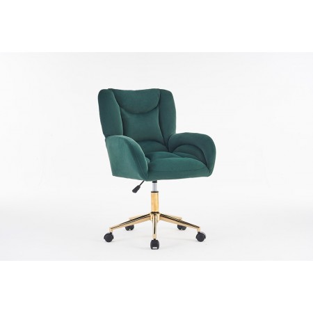 Velvet Fabric 360 Swivel Home Office Chair With Gold Metal Base And Universal Wheels,Green