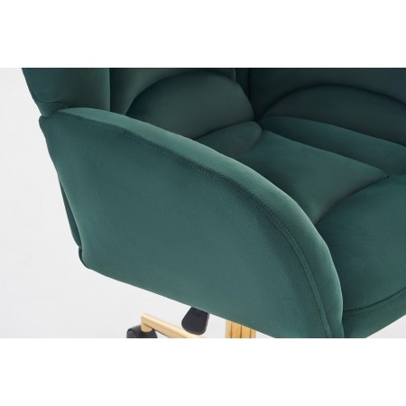 Velvet Fabric 360 Swivel Home Office Chair With Gold Metal Base And Universal Wheels,Green