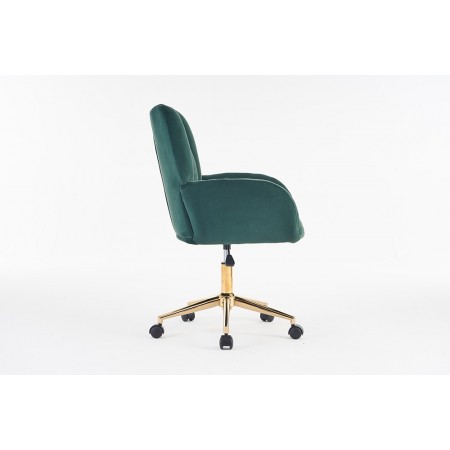Velvet Fabric 360 Swivel Home Office Chair With Gold Metal Base And Universal Wheels,Green
