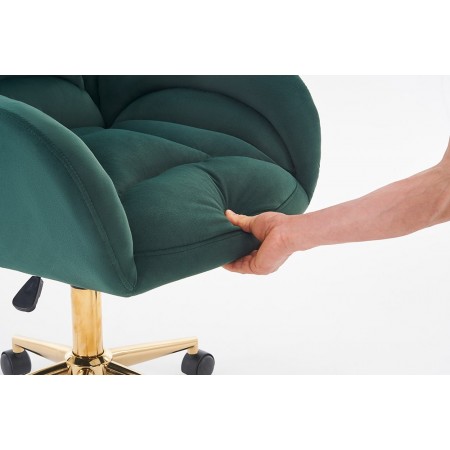 Velvet Fabric 360 Swivel Home Office Chair With Gold Metal Base And Universal Wheels,Green