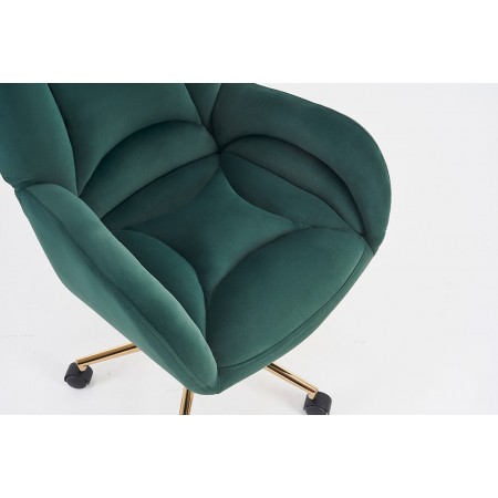 Velvet Fabric 360 Swivel Home Office Chair With Gold Metal Base And Universal Wheels,Green