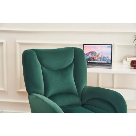 Velvet Fabric 360 Swivel Home Office Chair With Gold Metal Base And Universal Wheels,Green