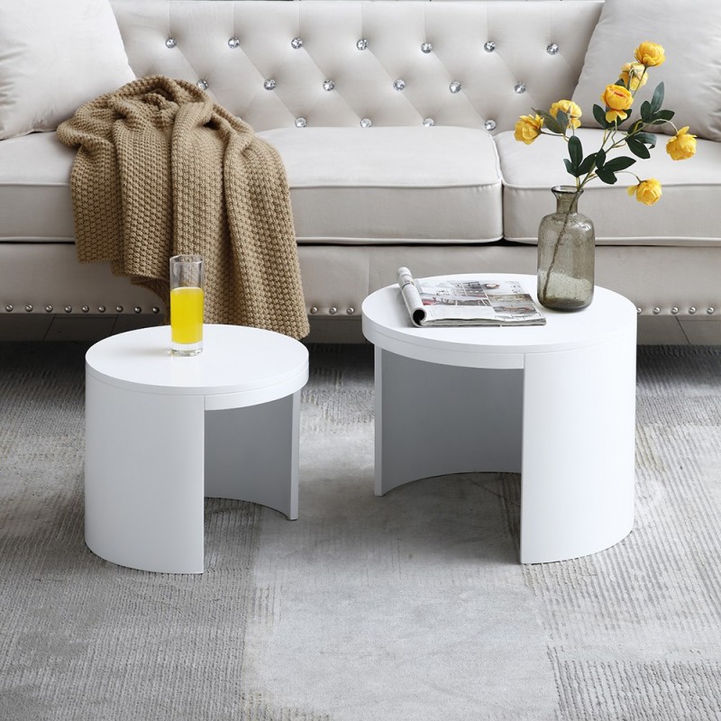 19.68 Inch Modern Nightstand with Drawer, Marble Round End Table with storage