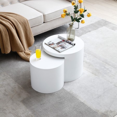 19.68 Inch Modern Nightstand with Drawer, Marble Round End Table with storage