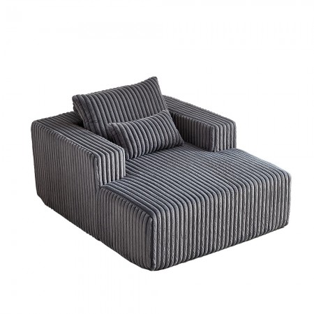 Corduroy lazy sofa With 3 back pillows,Comfy Sofa- Deep Seat Couch for Living Room,Club (Dark Gray)