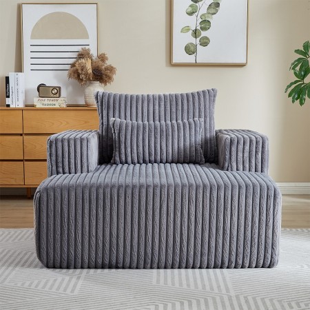 Corduroy lazy sofa With 3 back pillows,Comfy Sofa- Deep Seat Couch for Living Room,Club (Dark Gray)
