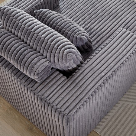 Corduroy lazy sofa With 3 back pillows,Comfy Sofa- Deep Seat Couch for Living Room,Club (Dark Gray)