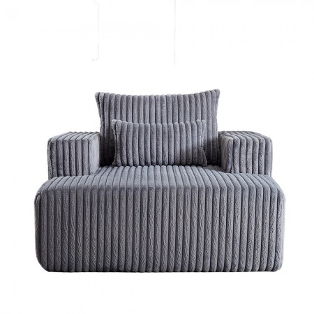 Corduroy lazy sofa With 3 back pillows,Comfy Sofa- Deep Seat Couch for Living Room,Club (Dark Gray)