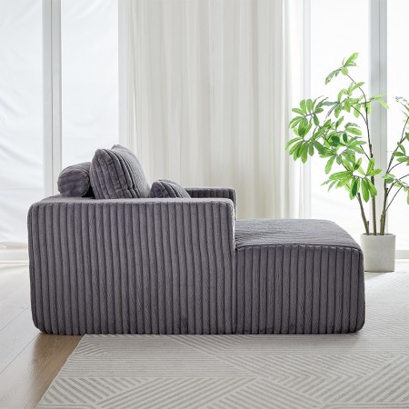 Corduroy lazy sofa With 3 back pillows,Comfy Sofa- Deep Seat Couch for Living Room,Club (Dark Gray)