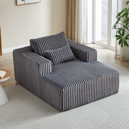 Corduroy lazy sofa With 3 back pillows,Comfy Sofa- Deep Seat Couch for Living Room,Club (Dark Gray)