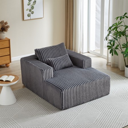 Corduroy lazy sofa With 3 back pillows,Comfy Sofa- Deep Seat Couch for Living Room,Club (Dark Gray)