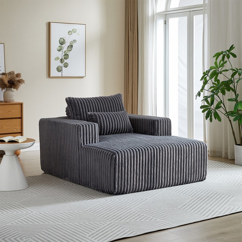 Corduroy lazy sofa With 3 back pillows,Comfy Sofa- Deep Seat Couch for Living Room,Club (Dark Gray)