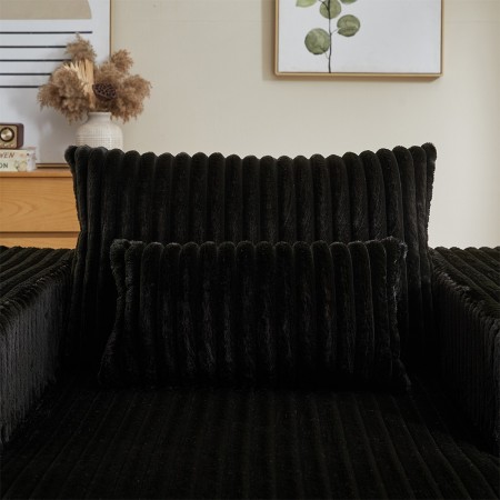 Corduroy lazy sofa With 3 back pillows,Comfy Sofa- Deep Seat Couch for Living Room,Club (Black)