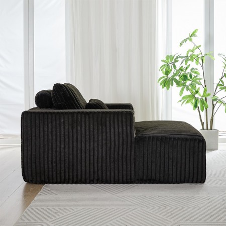 Corduroy lazy sofa With 3 back pillows,Comfy Sofa- Deep Seat Couch for Living Room,Club (Black)