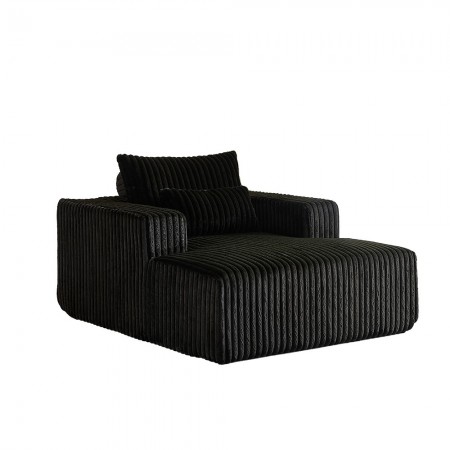 Corduroy lazy sofa With 3 back pillows,Comfy Sofa- Deep Seat Couch for Living Room,Club (Black)