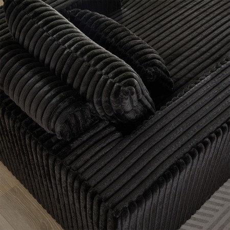 Corduroy lazy sofa With 3 back pillows,Comfy Sofa- Deep Seat Couch for Living Room,Club (Black)