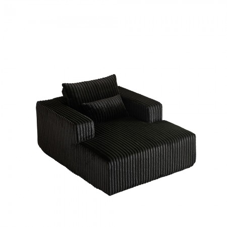 Corduroy lazy sofa With 3 back pillows,Comfy Sofa- Deep Seat Couch for Living Room,Club (Black)